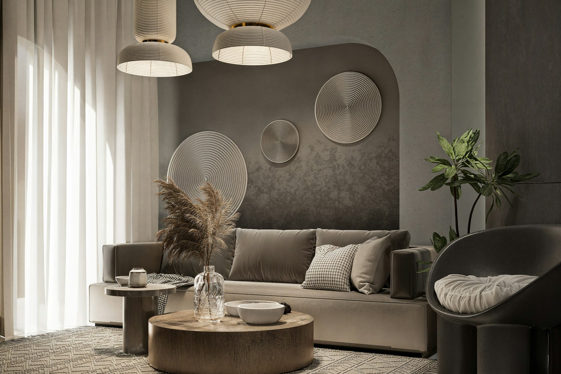 Modernes Villa-Wohnzimmer mit Sitzbereich